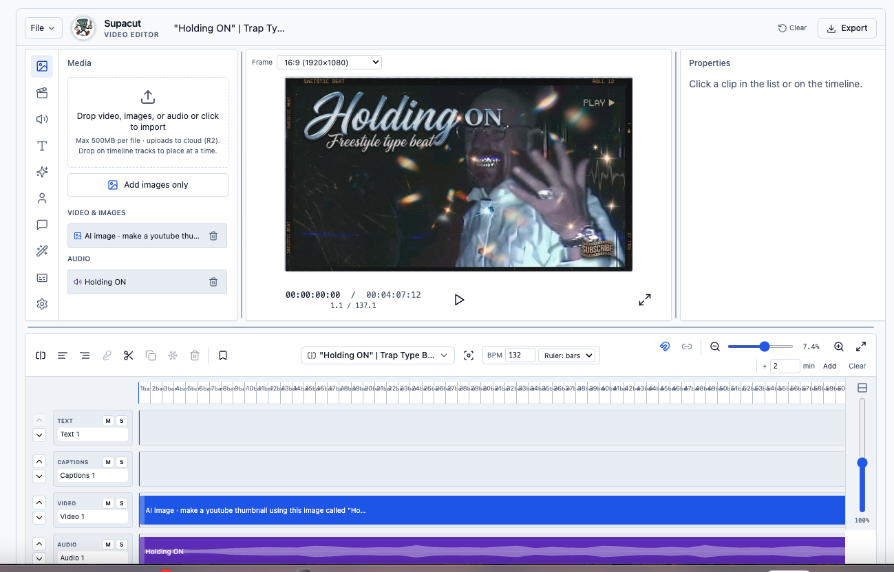Video editor — cut, sync & export.